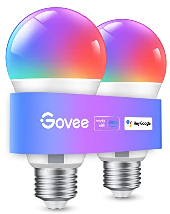 Govee Smart Light Bulbs, WiFi & Bluetooth Color Changing Light Bulbs, Music Sync, 16 Million DIY Colors RGBWW Color Lights Bulb, Work with Alexa, Google Assistant Home App, 800 Lumen, 2 Pack
