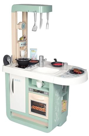 Smoby - Cucina Cherry, 7600310914, +3 anni, design moderno, tante funzioni, 23 accessori, piano di gioco h 48,5 cm