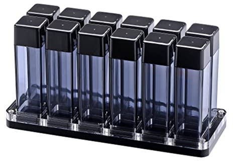 Normcore Single Dose Coffee Bean Storage Containers - 12 Tubes Espresso Bean Cellars with Stand & Hopper - One-Way Exhaust Valve - Capacity 25-28g - Lt Smoke Grey