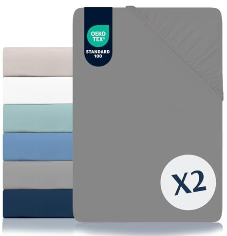 Dreamzie - Spannbettlaken 140x190/200cm 2er Pack - 100% Polyester Mikrofaser - Oeko TEX Zertifiziert - Spannleintuch 140x190/200 - Anthrazit