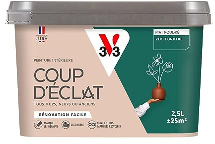 V33 Peinture murale intérieure Coup d'Éclat® Vert conifère Mat Poudré 2,5L