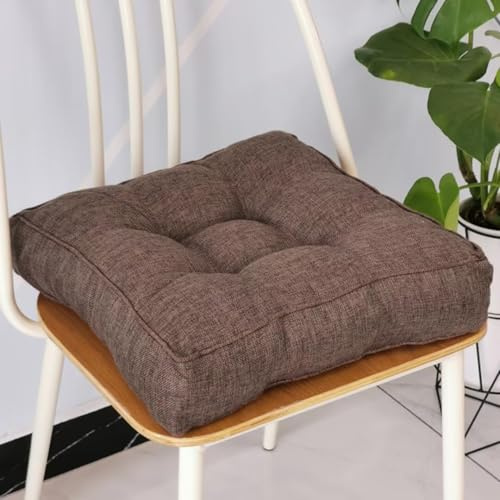 Sitzkissen Stuhlkissen 40x40x9cm für Indoor und Outdoor aus Baumwolle Dicke Polsterung Steppkissen/Bodenkissen, Stuhl Sitzpolster Passt für Haus, Garten, Büro und Autositze,Curry dunkel