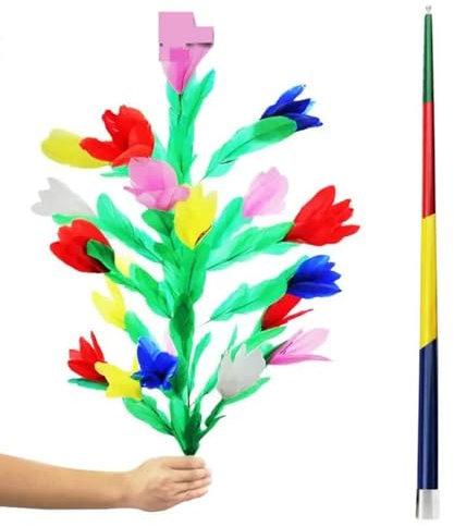 Verschwindender verschwindender Regenbogen-Metallstab zu Blumen Bühne Zaubertricks erstaunliche Nahaufnahme Zauberstab Magie für professionelle Magier