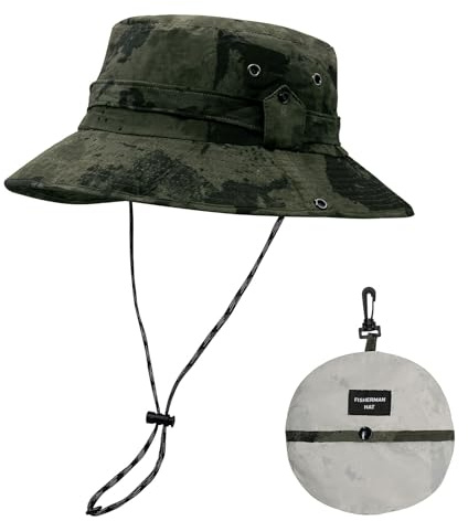 YAMEIZE Cappello da Pescatore Impermeabile UPF50+Corda per - Cappello - per Donna Uomo Cappello con Regolabile Cappello da Pesca Spiaggia Hiking