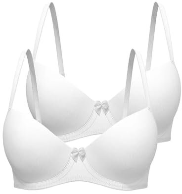 UniMark Pack of 2 White Full Cup Coverage Smoothing T-Shirt Bras for Women | Underwired Padded Bra | Classic T Shirt Bras for Women UK Size 32B-40G (34F)