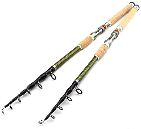 Teleskoprute,Angelrute 2.1m 2.4m 2.7m 3.0m 3.6m Teleskop Angelrute Carbon-Holzgriff Spinnrute Extra Heavy Karpfenangeln Pole Sea Tackle(2.7 m)