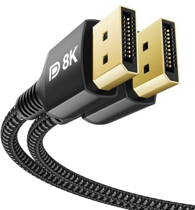 Cavo DisplayPort 1.4 240Hz Stouchi 2M/6.6FT DP1.4 supporto 8K@60Hz 4K@60Hz/144Hz/120Hz 5K@60Hz/120Hz 2K@165Hz/240Hz FreeSync G-Sync 32.4Gbit/s HDR10 Display Port per gaming Monitor nero