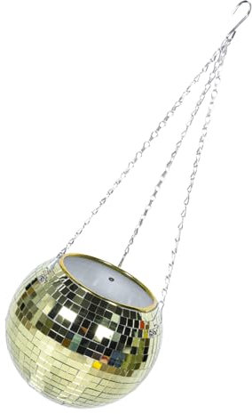 BESPORTBLE Blumentopf-dekore Rosa Blumentopf Hängender Blumentopf Kugelförmiger Blumentopf Großer Pflanzer Pflanzkübel in Kugelform Disco-Kugel-pflanzgefäß Disco-blumentöpfe Metall Golden
