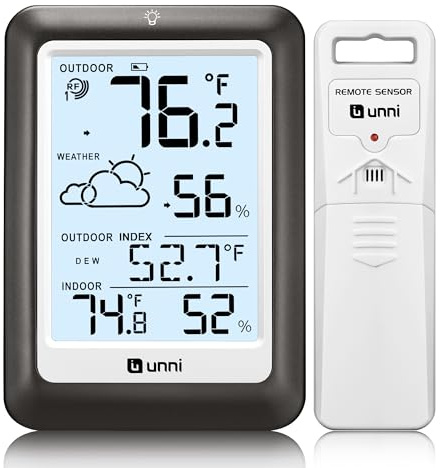 Indoor Outdoor Thermometer Hygrometer Wireless Weather Station, Temperature Humidity Monitor Battery Powered Inside Outside Thermometers with 330ft Range Remote Sensor and Backlight Display?MET01?