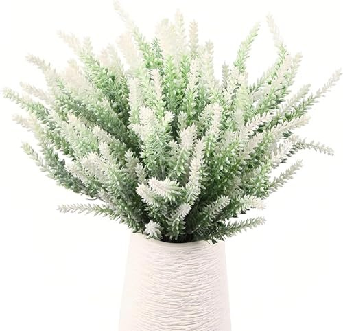 GIUSOBG Flores de Lavanda Artificial 12 Piezas de Flores de Lavanda Artificiales 36cm Planta Decorativas para Bodas, Terrazas de Jardín y Decoración de Jarrones (Blanco)