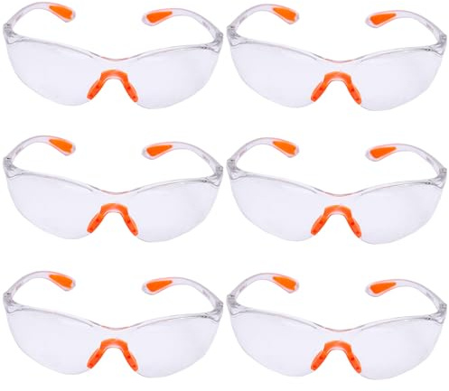 6Pcs Eye Protection Glasses, Safety Glasses for Work Anti Fog Scratch Adult Clear Lenses Protective Equipment Security Glasses for Laboratory Chemicals Welding and Outdoor Construction