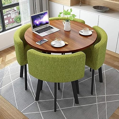 Modern Round Dining Table Set with 4 Chairs 31.5 Green Small Office Conference Room Furniture Stylish Kitchen Lounge Dining Room Decor
