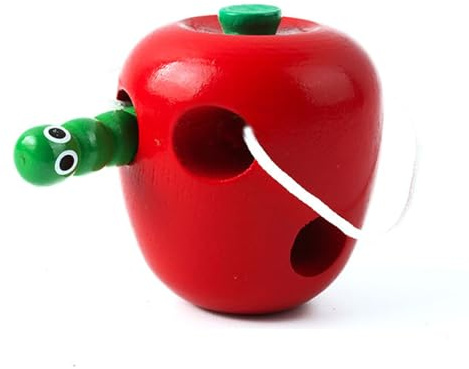 ELYIQI Apfel Fädelspiel, Fädelspiel Ab 1, Holzspielzeug Threading Toys, Motorikspielzeug Ab 3 Jahren, Lernspielzeug, Reisespielzeug, Wohndekoration，Geschenke für die Familie