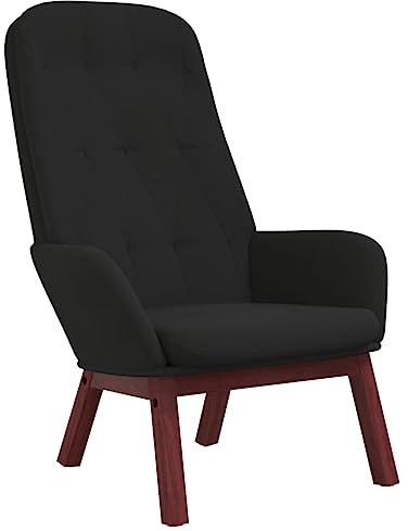Roanoer Poltrona relax in velluto nero, moderna poltrona imbottita con gambe in legno stabili, comoda poltrona per TV per soggiorno e ufficio, poltrona singola ergonomica, 70 x 77 x 98 cm