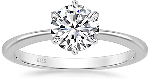 Zakk Bague solitaire pour femme en argent 925 avec zircone Alliances Bague de demande en mariage de promesse (Argent,60 (19.1))