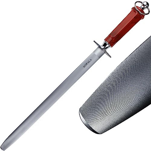 KOPALA Efficient 12 Inches Flat Honing Steel Magnetized High Hardness Sharpening Rod Knife Sharpener Steel for Kitchen Knives, Honing Rod with Gift Box