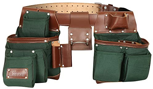 TRUTUCH Nylon and Leather Tool Belt | Framing Tool Bags/Pouch | for Carpenter, Construction, Framers & Electrician (Green)