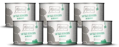 MjAMjAM - Premium våtfoder för katter - saftig kyckling med broccoli, 6-pack (6 x 200 g), spannmålsfritt med extra kött