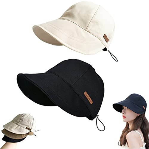 Chapeau de Protection UV sans Maquillage,Chapeau de Soleil pour Femmes,Chapeau de Soleil pour Femmes (A-2pcs)