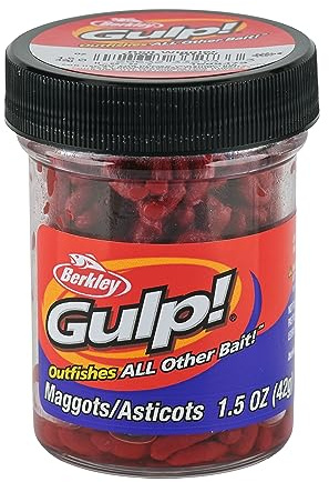 Berkley Gulp! - Cebo de Pesca para Gusanos, ondulador Rojo, dispersión Extrema de Aroma, Gran reemplazo para Gusanos Vivos, Ideal para pez panfish, Trucha, Crappie y más