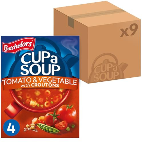 Batchelors Cup a Soup Tomato & Vegetable Instant Soup Sachets, 104 g Box (Pack of 9 Boxes - Each Contains 4 Sachets)
