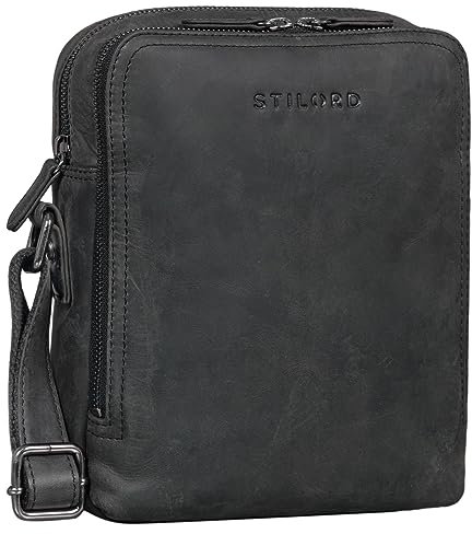 STILORD 'Tobias' Stilvolle Herrenhandtasche Kleine Umhämgetasche aus Echtleder für Männer Crossbody Bag Mini Schultertasche Vintage Taschen aus Leder, Farbe:carbon - grau