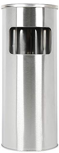 Posacenere da Terra | Posacenere da Esterni con Gettacarte | Posacenere da Pavimento con Griglia in Acciaio (Argento - 1 pezzo (25 * 25 * 60 cm))