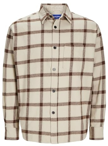 JACK & JONES Jorfrederiksberg Ls Sn T-Shirt en Flanelle Chemise de Loisirs, Crème, XL Homme