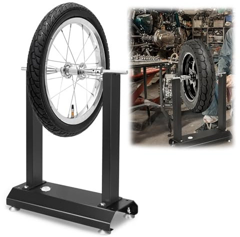 VA-Cerulean Motorradreifen Auswuchtgerät Motorrad Fahrradrad Auswuchtmaschine Auswuchtbock mit Integrierte Wasserwaage Zentrierkegelabstand Einstellbar Schwarz