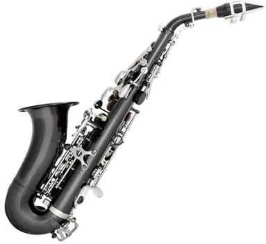 Bb Bent Soprano Saxophone Brass Kit with Case and Cleaning Set, Complete Woodwind Instrument for Beginners and Performers