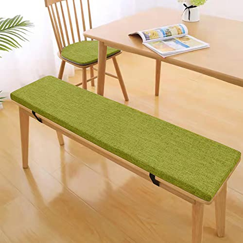 Cojín para banco de jardín de 24 plazas, cómodo, lavable, con lazos, ideal para jardín, patio, cocina, comedor, oficina, aula, color verde hierba, 140 x 30 cm