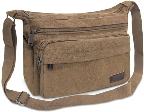 Aucuu Borsa a Tracolla, Borsa Tracolla Uomo, Messenger Crossbody Bag Grande Capacità, Tela Tracolla con Più Tasche per Lavoro, Scuola, Uso Itinerante e Quotidiano