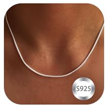 Surart 925 Sterling Silver Chain Necklace for Women 16-24 Inch Silver Jewelry Gift (Round Snake Chain 2mm, 24 Inch)