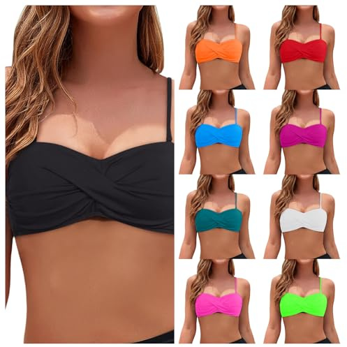 Bikini Reggiseno a Fascia Costume Bagno Top Donna Top Bikini Push Up Sexy Costume da Bagno Reggiseno Mare con Spalline Spaghetti Removable Costumi da Bagno Reggiseni Tinta Unita Spiaggia Bikinis
