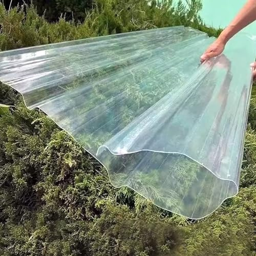 Pannelli da Tetto Trasparente da 1mm,Fogli Pretagliati di Vetroresina Ondulata,Copertura Tettoia Isolante,Lastra Resistente ai Raggi UV,per Rivestimento Telaio (10 Pcs,0.9x1.7m/35x67in)