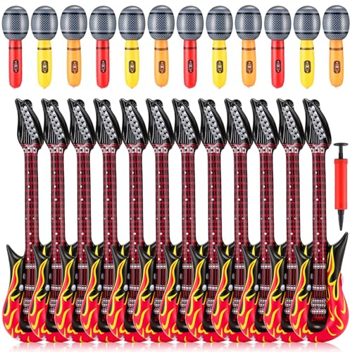 Gemscream 25 Pcs Combination Style Inflatable Guitar Microphone with Pump