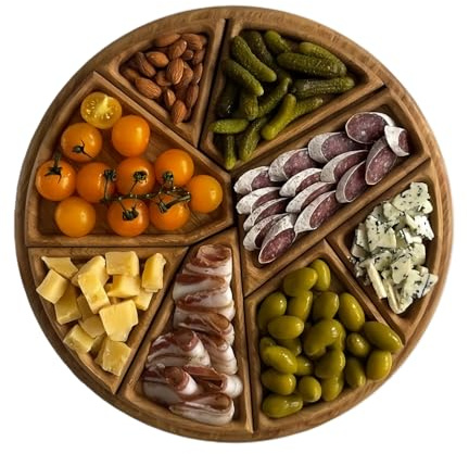 Vassoio Da Servizio Per Feste | Vassoio Portata Con 8 Scomparti,Tagliere per Affettati Arredo Casa Organizzazione Dispensa - Per Verdura Dessert Frutta Colazione Cena BBQ Grigliate Soggiorno Dispensa