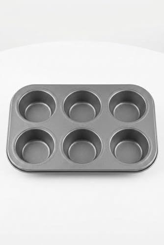 ORCHIDS Large 6-Cup Muffin Pan – Premium Nonstick Cupcake Baking Tray, Heavy-Duty Bakeware Mould for Jumbo Muffins & Cupcakes