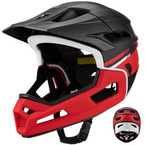 DAGLLGEW Adult Bike Helmets Mountain Biking Full Face Bike Helmet with Detachable Chin Guard Ventilated & Adjustable & Lightweight for Men Women Mountain Biking Helmet Mens