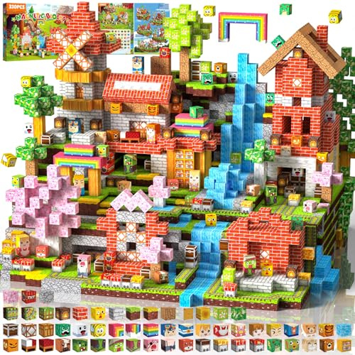 Bloques Magneticos Construccion Niños 330 Piezas 2CM 3+ Magneticas, Juego Magnetic Blocks Tiles Construcción, Juguetes Montessori para Niños 4 5 6 7 8 9 10 11 12 Regalos de Cumpleaños para Niñas