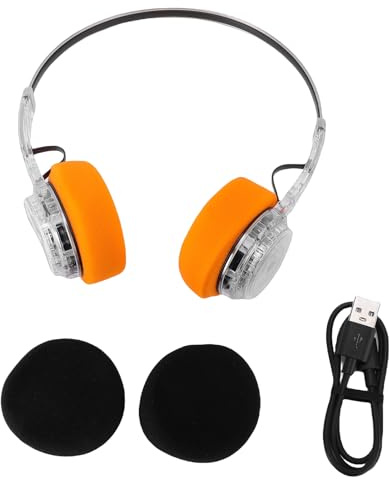 HEEPDD Retro-Bluetooth 6.0-Kopfhörer, Ausziehbares Metall-Kopfbügel-Headset mit Transparenter Ohrmuschel, 20 Stunden Spielzeit, Drehbare Lautstärkeregelung für Arbeit, Reisen, Zuhause,