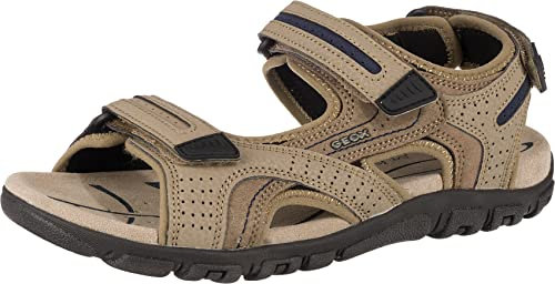 Geox Herren U Sandal Strada D Riemchensandalen, Beige Sand Navy, 45 EU