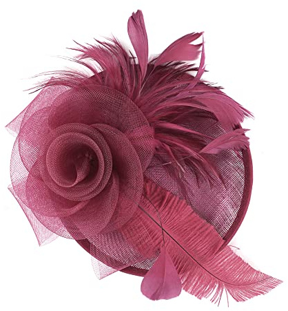 Rétro Bibi Petit Chapeau de Banquet Soirée Dames en Maille Plume Fascinator Chapeau Mariée Nuptial Cocktail Cheveux Clip Épingle Court