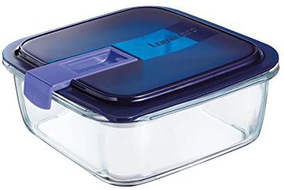 Luminarc Easy Box Quadratischer luftdichter Behälter, Glas, 18 x 18,5 x 7 cm, 122 cl