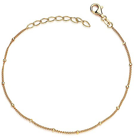 Materia Gold Armkette Damen - 925 Silber Armband mit Kugeln 17-20cm SA-80-gold