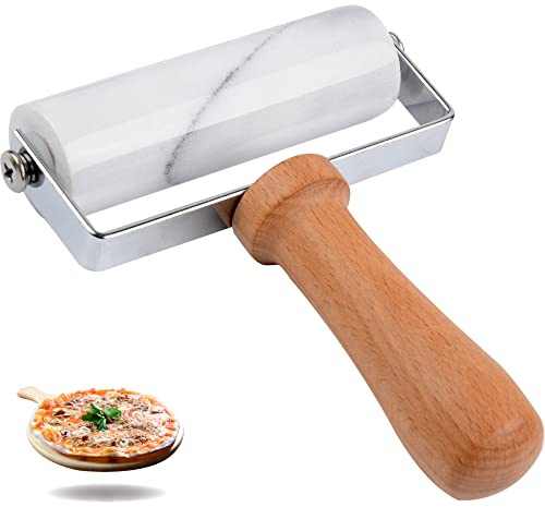 Tianman marmorkavel liten, kavel pizzarulle, marmorroller non-stick T-typ, för tårta tortilla fudge pizzakakor och annan bakning i köket (typ 1 vit)
