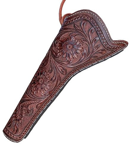 warreplica Western-Pistolenholster aus Leder, passend für Colt Uberti Pietta Traditions Black Powder Modell 1851 1861 Navy 1860 Old Army (Zweifarbige braune Blume Links)