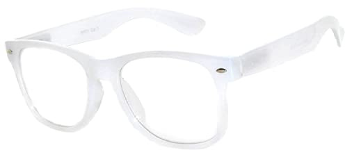 OWL Kids Clear Lens Glasses, Glow in the Dark Transparent White, Children's Nerd Fake Costume Glasses for Girls Boys UV400 Eye Protection