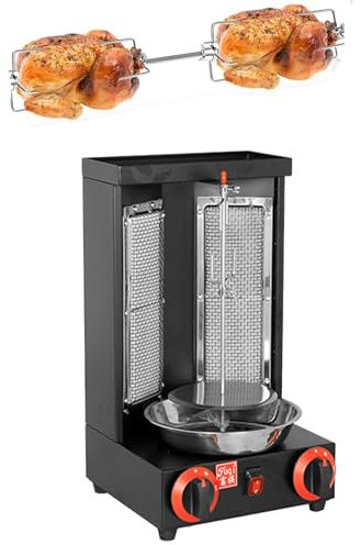 DPLXFPP Asador Vertical Horno Parrilla Máquina De Asar A Gas Asador Carne Comercial, Cocina De Kebab De Encimera Asador Giratorio Máquina para Hornear 360° Giratorio,Black-M