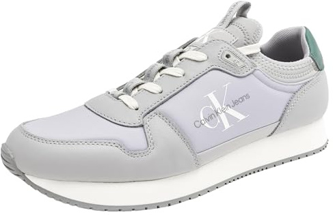 Calvin Klein Uomo Sneakers da Runner Retro Sock Scarpe, Grigio (Formal Grey/Green Palm), 42